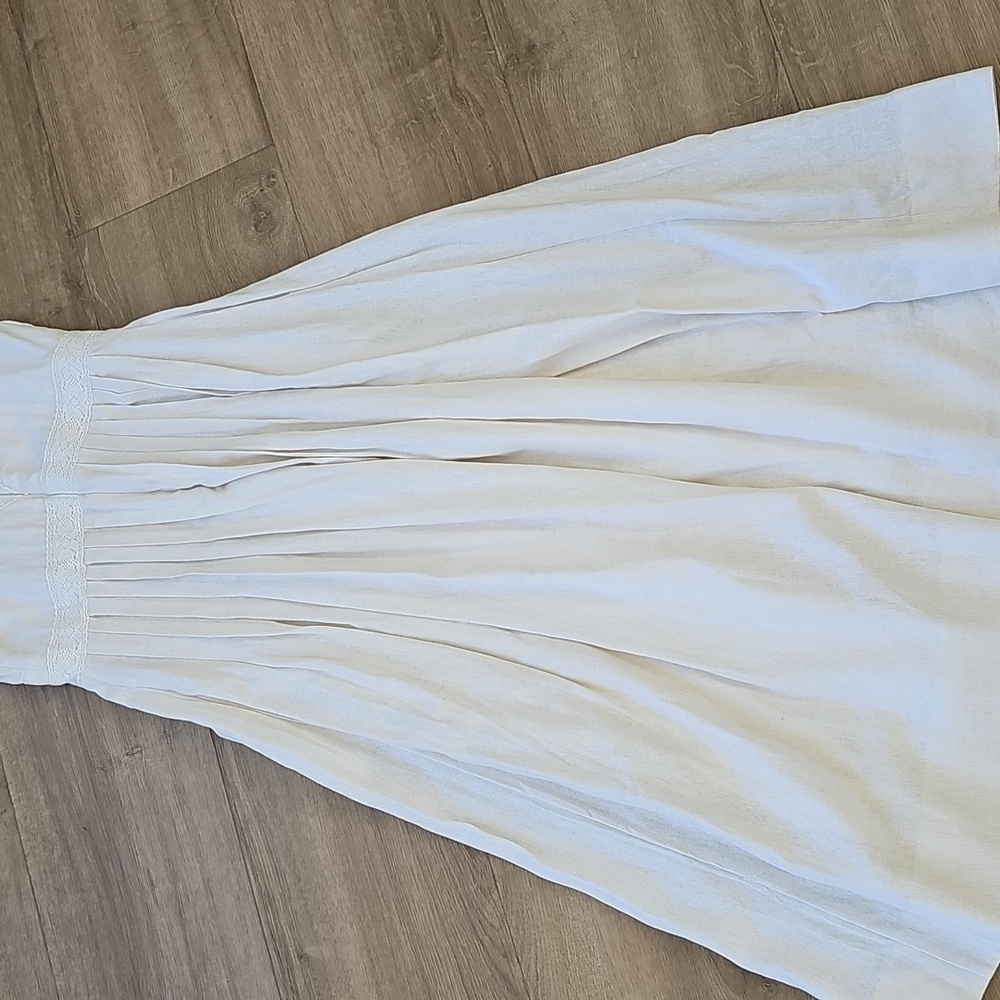 Taylor Linen Blend Midi Elegant White Sleeveless Dress Size 8 - Picture 9 of 9